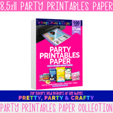 Party Printables Paper, glossy inkjet paper used for DIY chip bags, party favors, candy wrappers and more